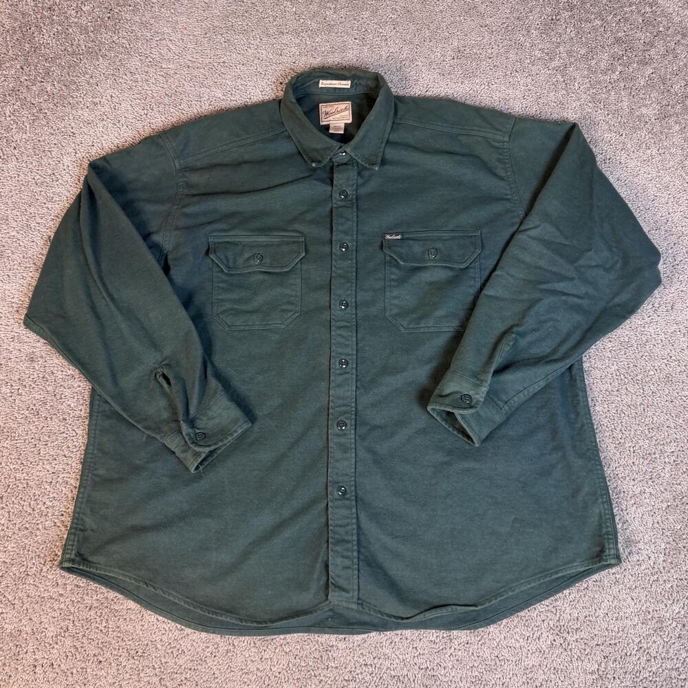 Woolrich Jacket Mens Big 2X Green Shacket Flannel Expedition Chamois Outdoor